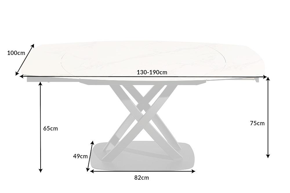 INCEPTION fehér kerámia étkezőasztal 190 cm