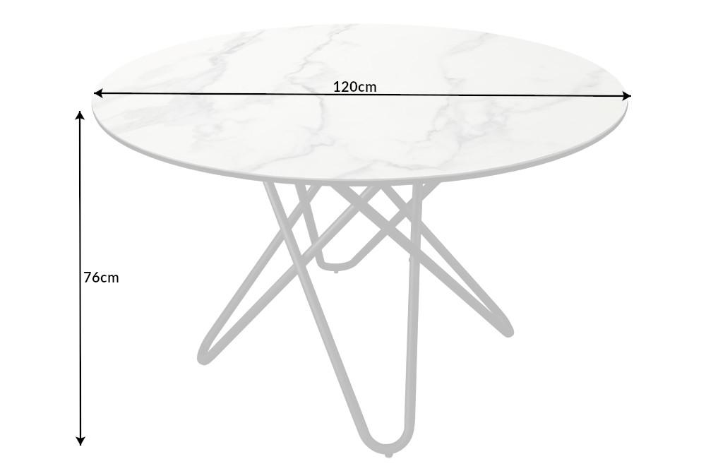 CIRCULAR fehér kerámia étkezőasztal 120 cm