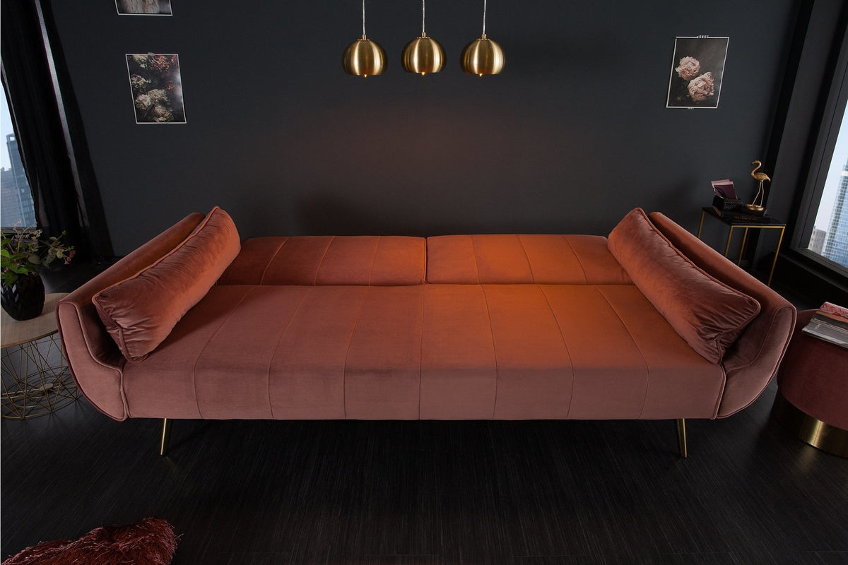 Kanapéágy - DIVANI rózsaszín bársony kanapéágy