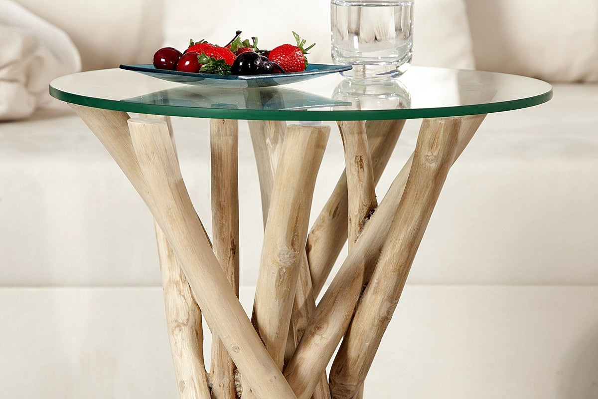 Lerakóasztal - DRIFTWOOD fa üveg lerakóasztal 35cm - Üveglap nélkül