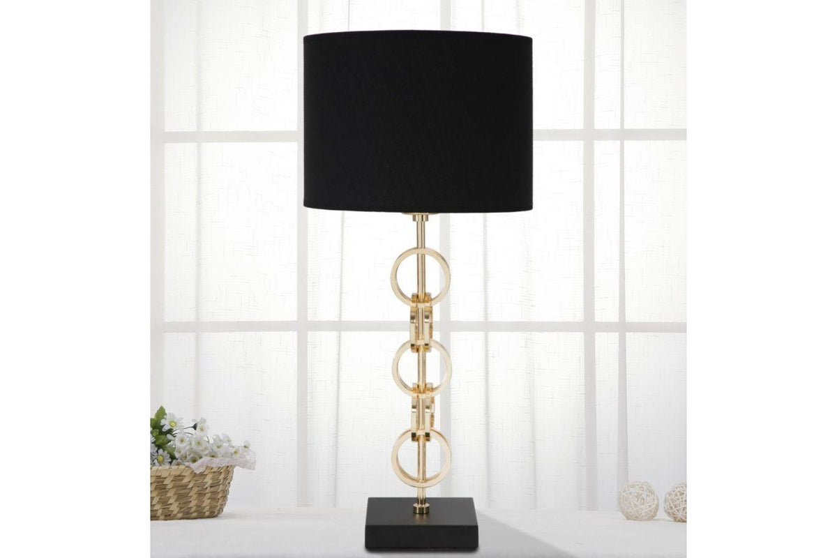 Asztali lámpa - GLAM RINGS fekete és arany vas asztali lámpa