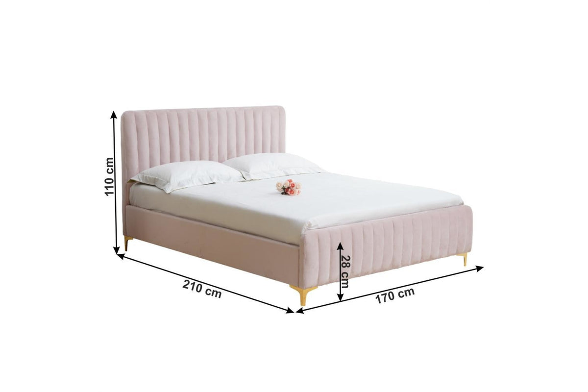 Ágy - KAISA rózsaszín szövet ágy 160x200cm