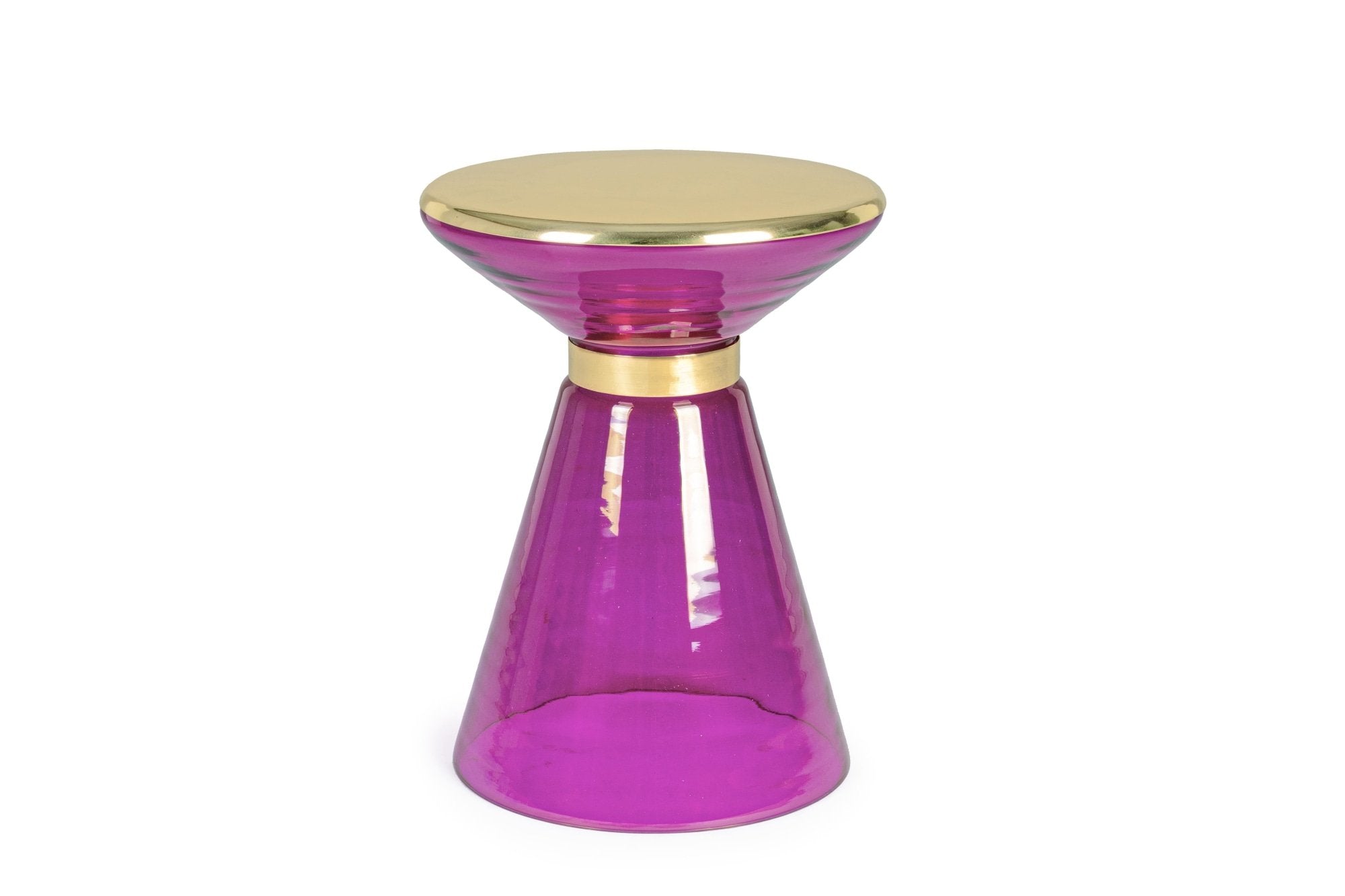 Lerakóasztal - MERIEL lila üveg lerakóasztal 36cm átmérő