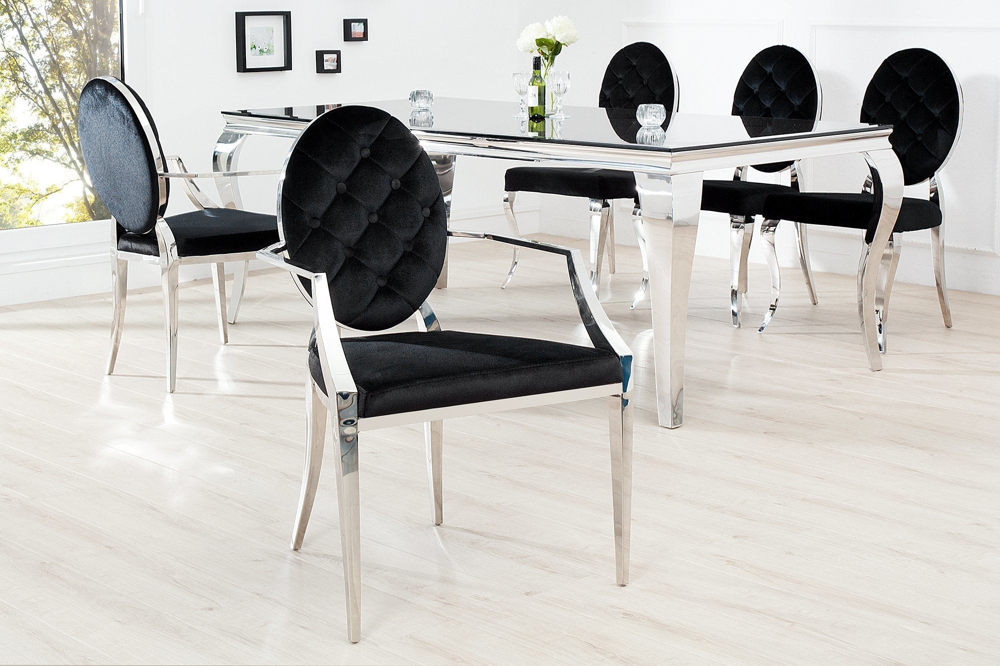 Szék - MODERN BAROCK fekete karfás szék