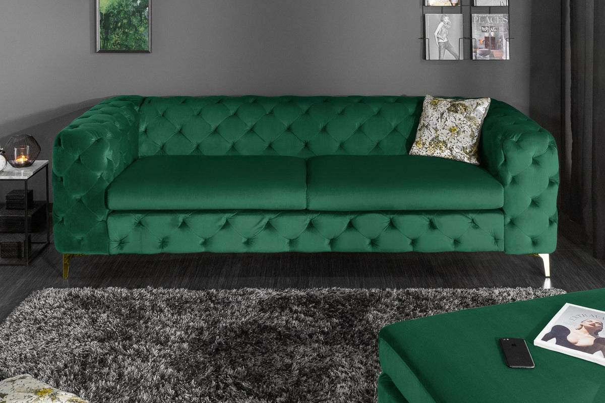 Kanapé - MODERN BAROCK zöld és arany kanapé 240cm