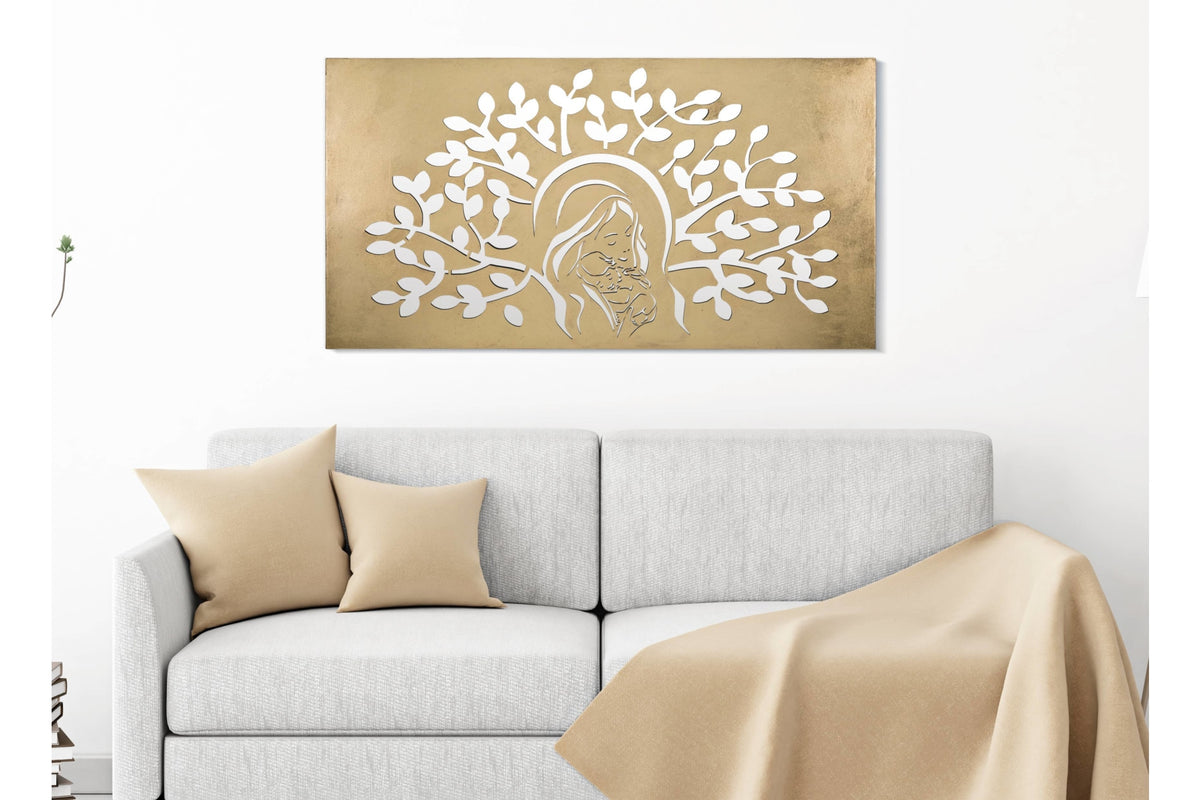 Fali dekoráció - NATIVITY arany vas szögletes fali dekoráció