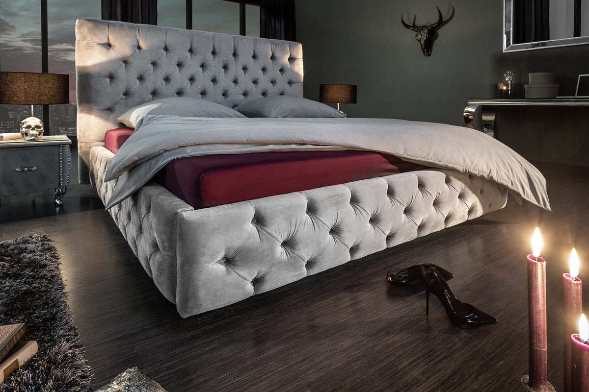 Ágy - PARIS szürke bársony ágy 160x200cm