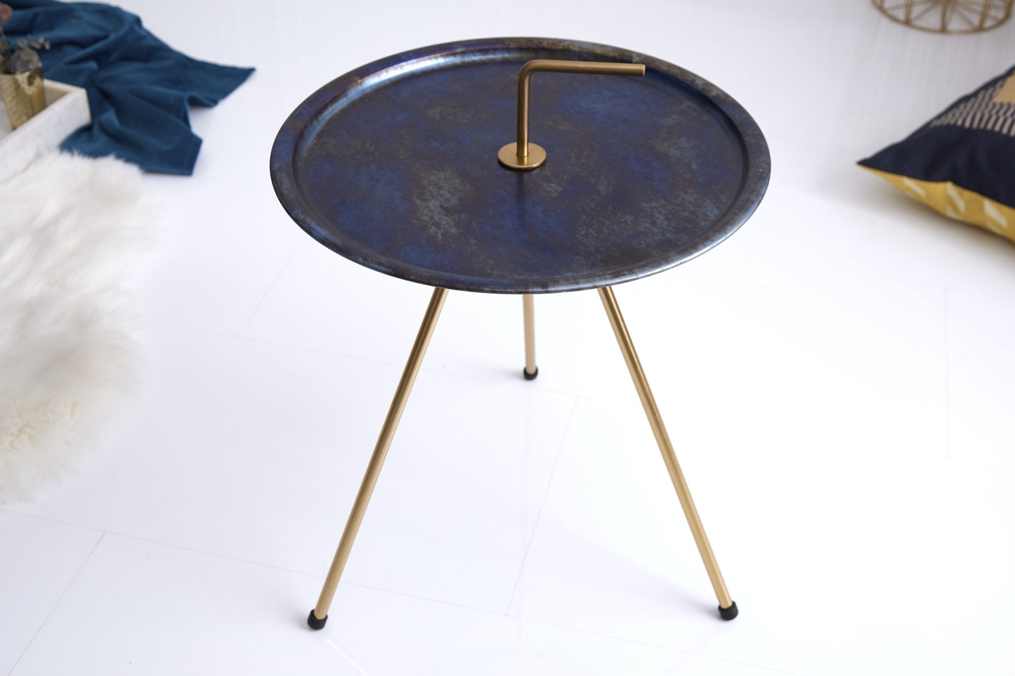 Lerakóasztal - SIMPLY CLEVER kék és arany lerakóasztal 42cm