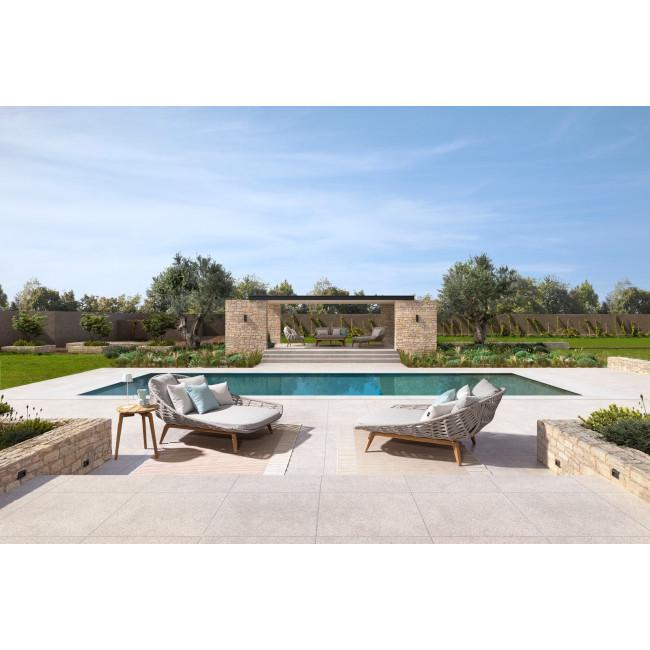 TAMIRES bézs tikfa dohányzóasztal