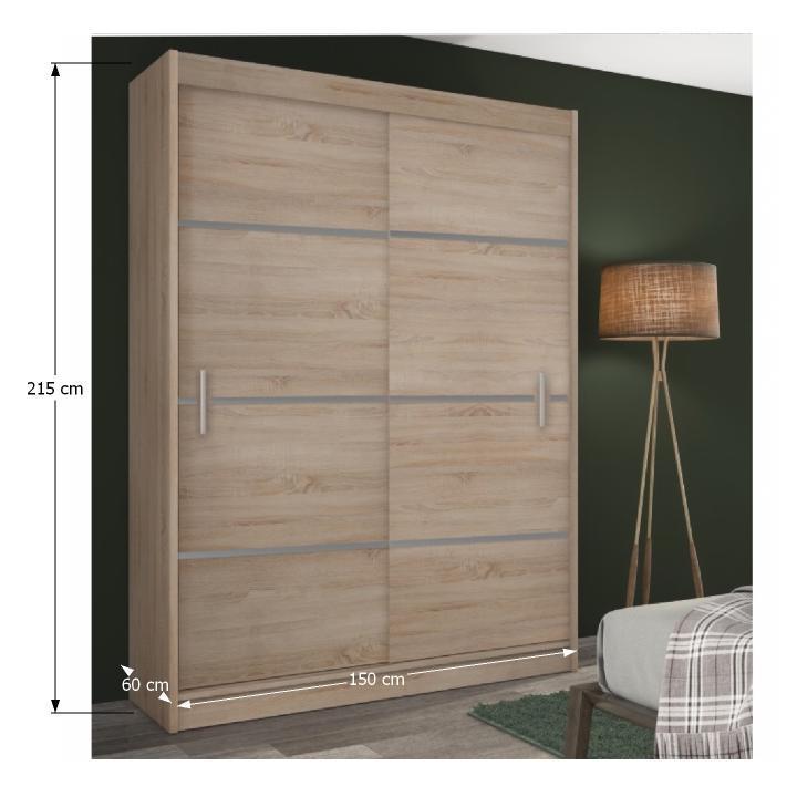 MERINA barna mdf tolóajtós szekrény 150cm