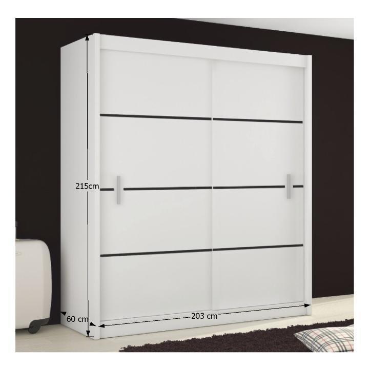 MERINA fehér mdf tolóajtós szekrény 203cm