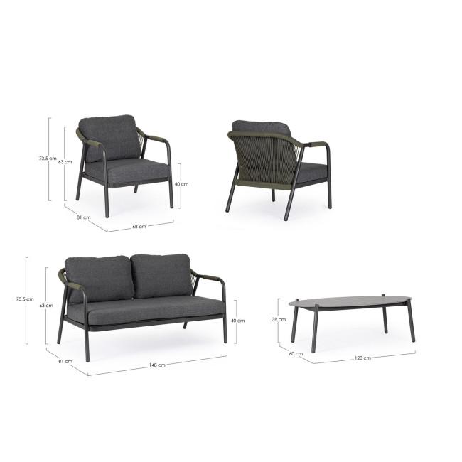 MIRAVET fekete alumínium kerti garnitúra