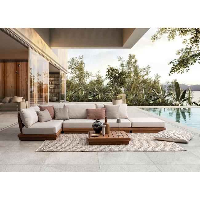 DELGADA bézs tikfa puff