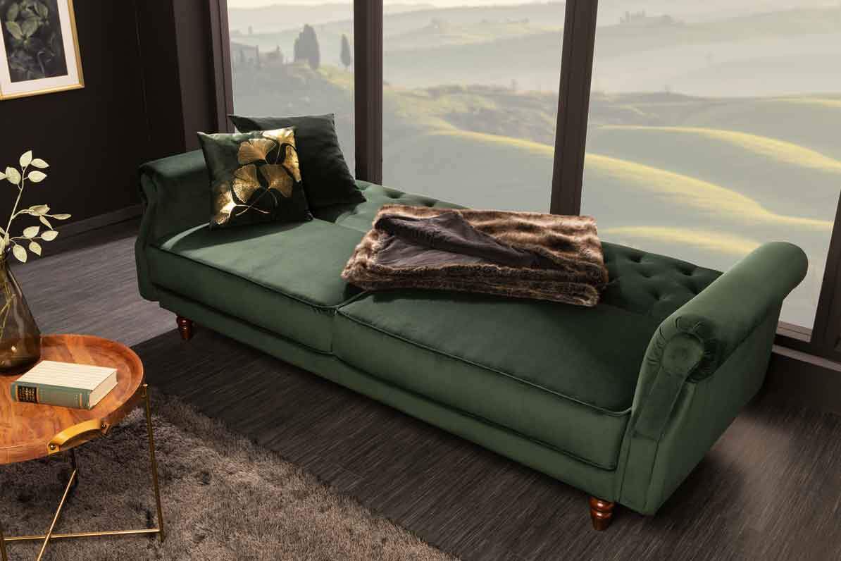 MAISON BELLE zöld bársony kanapéágy