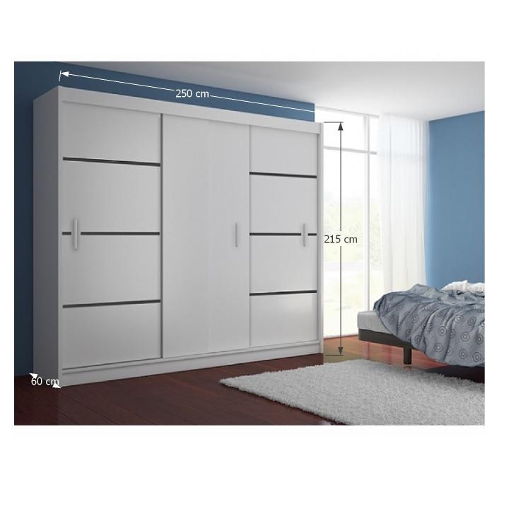 MERINA fehér mdf tolóajtós szekrény 250cm