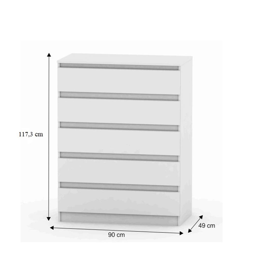 HANY 5 fiókos fehér mdf komód