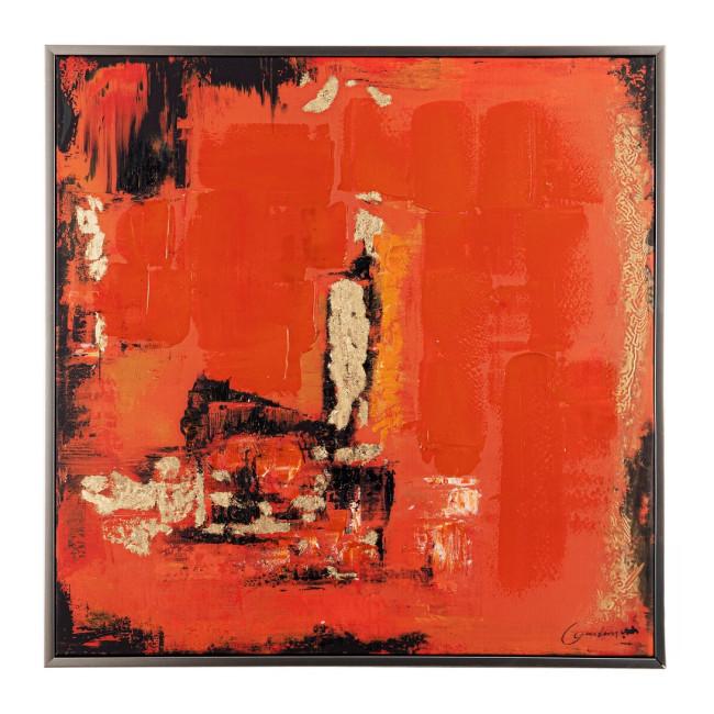 CROWN piros vászon festmény