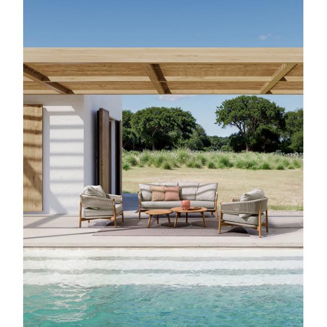 GARITA bézs tikfa dohányzóasztal