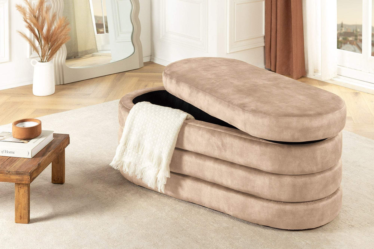 VOQUE bézs bársony ülőpad