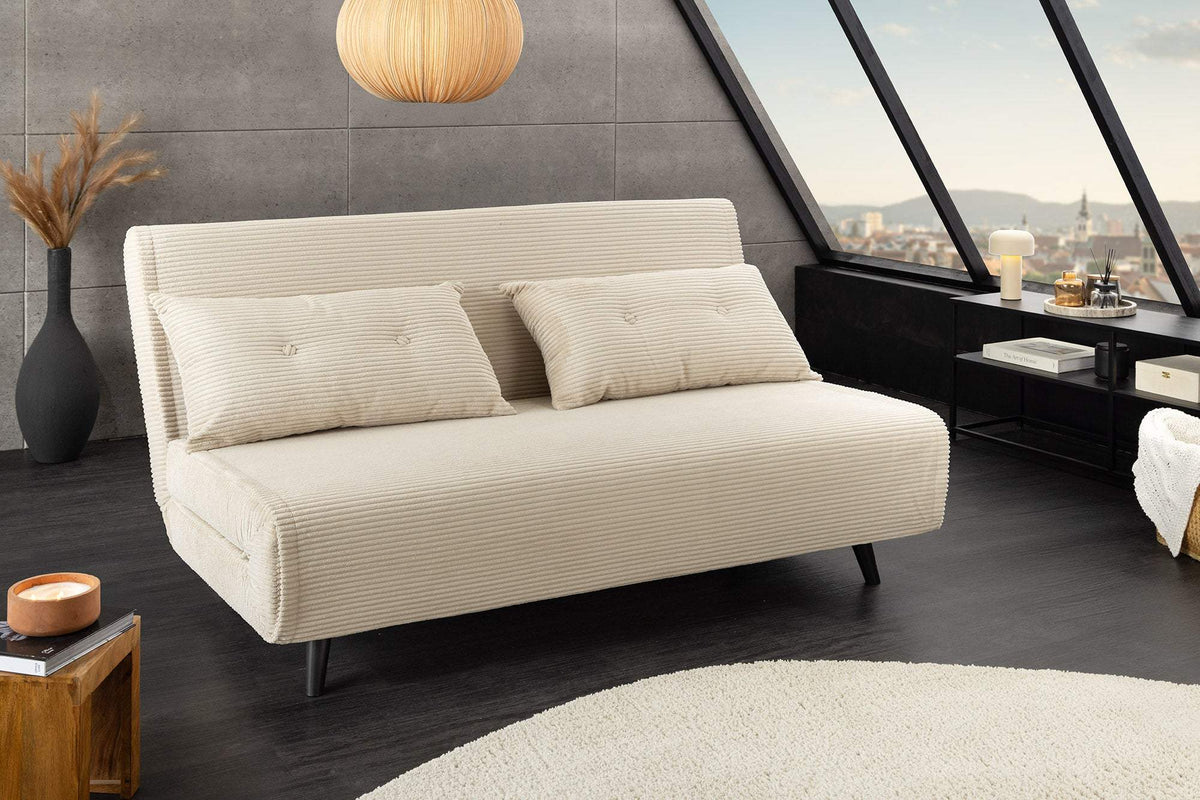 SMART MULTIFUNCTION bézs kordbársony fotelágy 140 cm