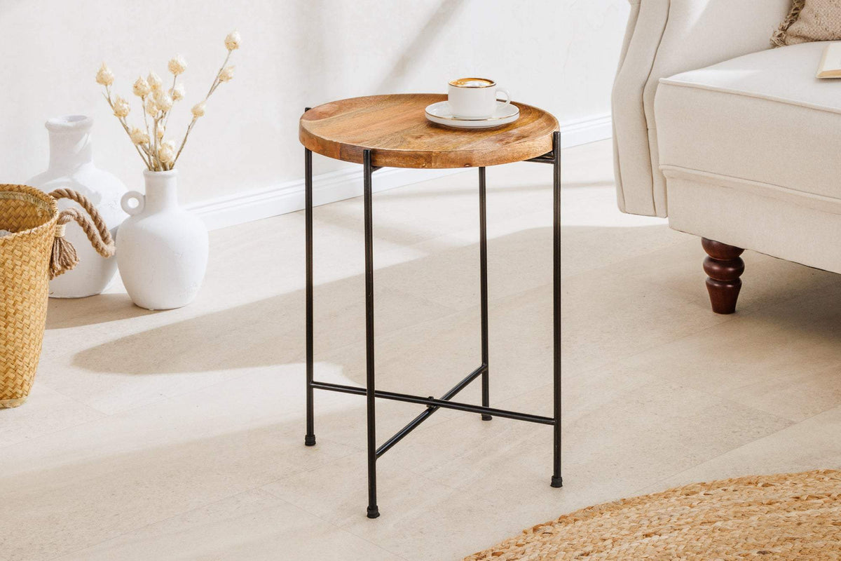 TRAYFUL mangófa lerakóasztal levehető tálcával