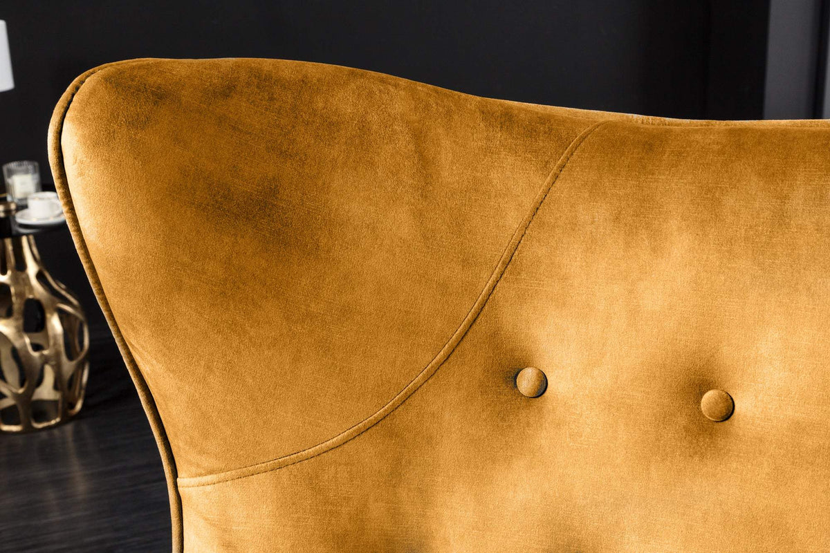 AMSTERDAM mustár bársony fotel