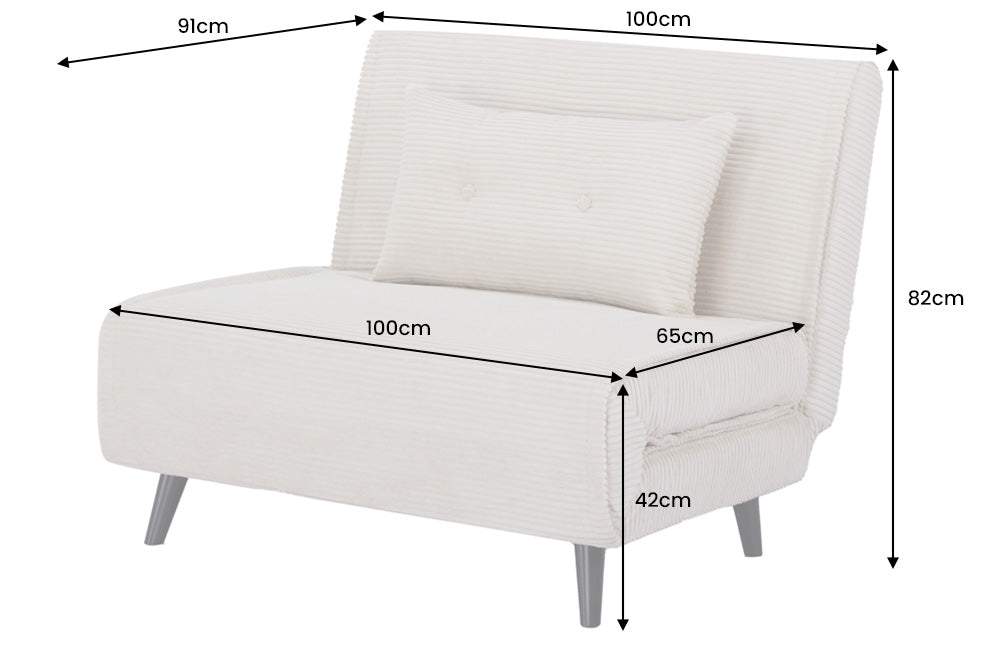 SMART MULTIFUNCTION szürke kordbársony fotelágy 100 cm