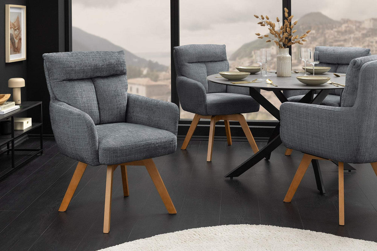 BIG GEORGE szürke polyester zsenília forgószék