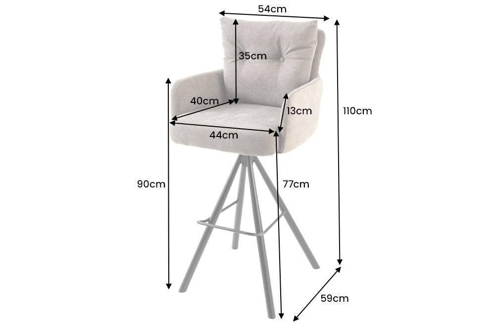 BIG GEORGE fekete szövet bárszék