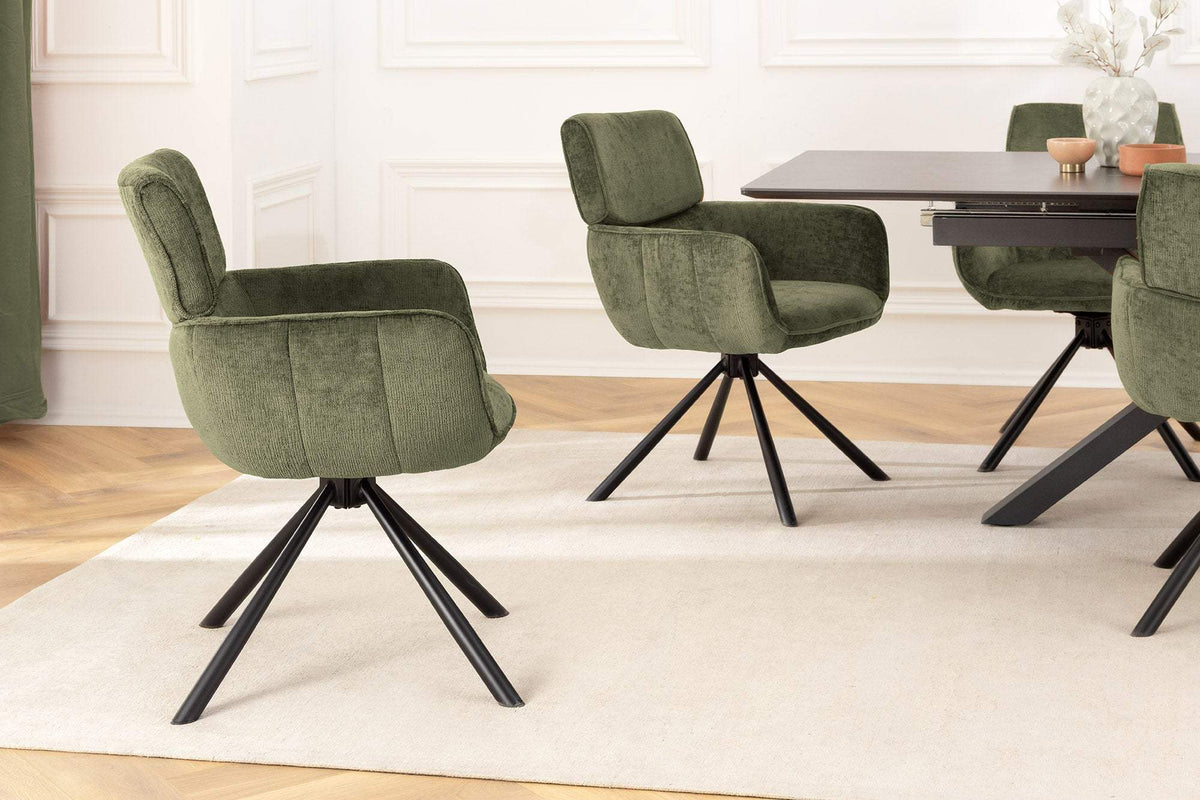 UNIQUE zöld polyester zsenília forgószék