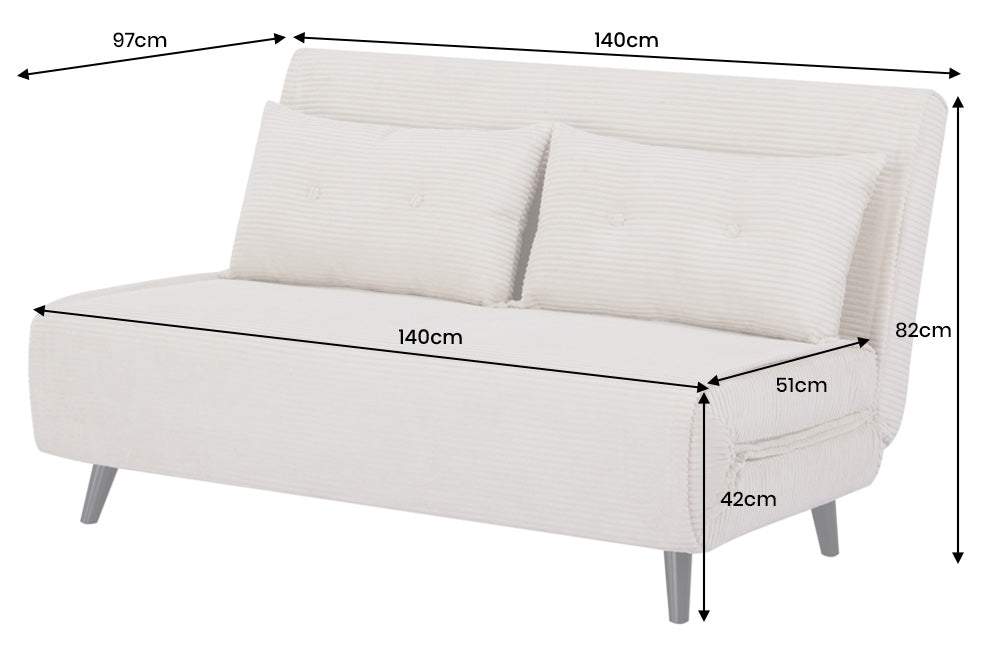 SMART MULTIFUNCTION bézs kordbársony fotelágy 140 cm