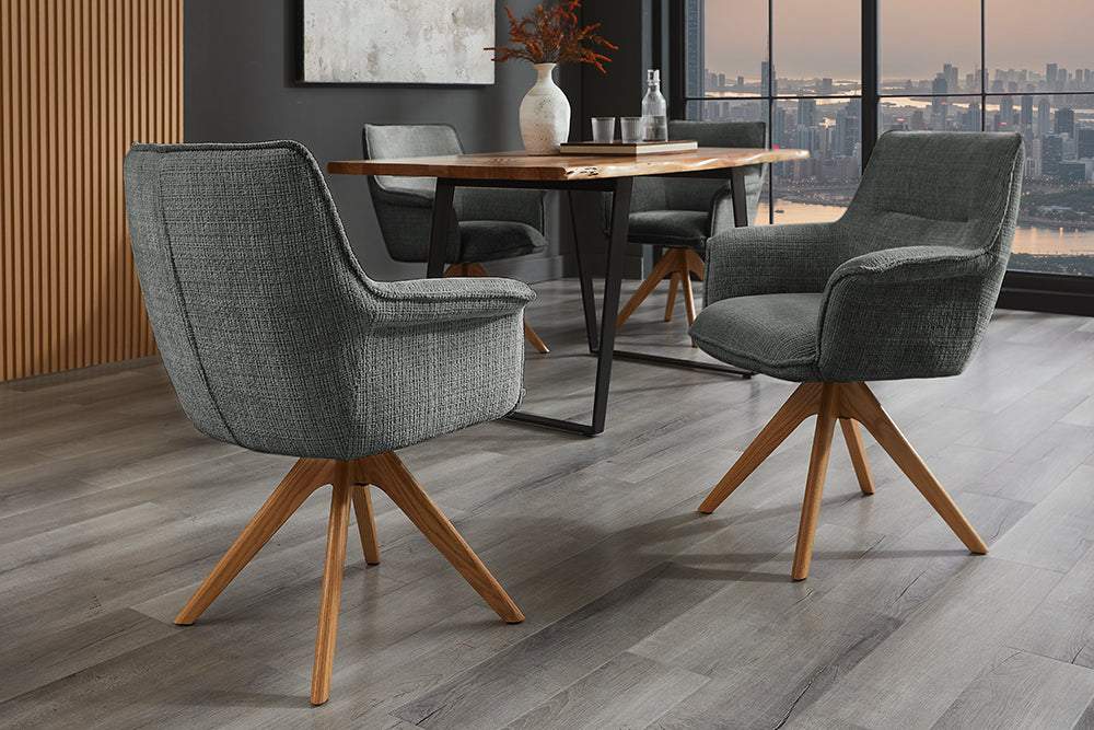 LE GRAND szürke polyester zsenília forgószék