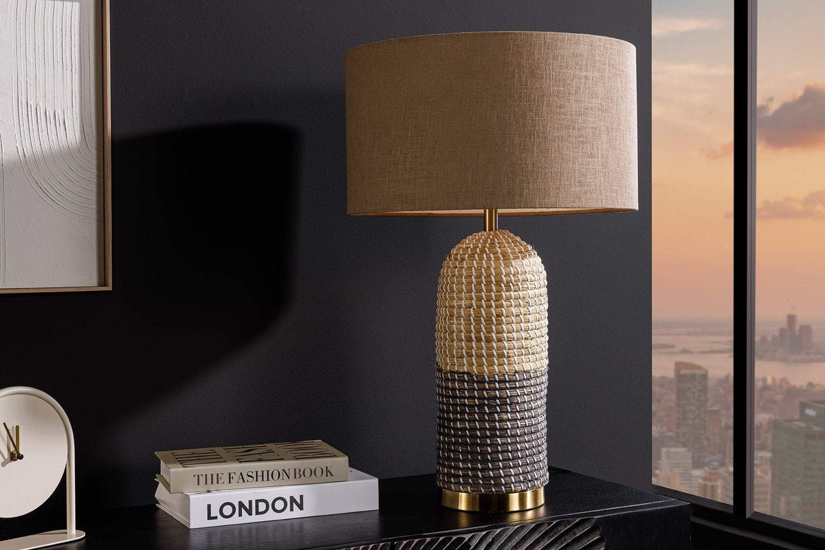 ZEA bézs fonott asztali lámpa