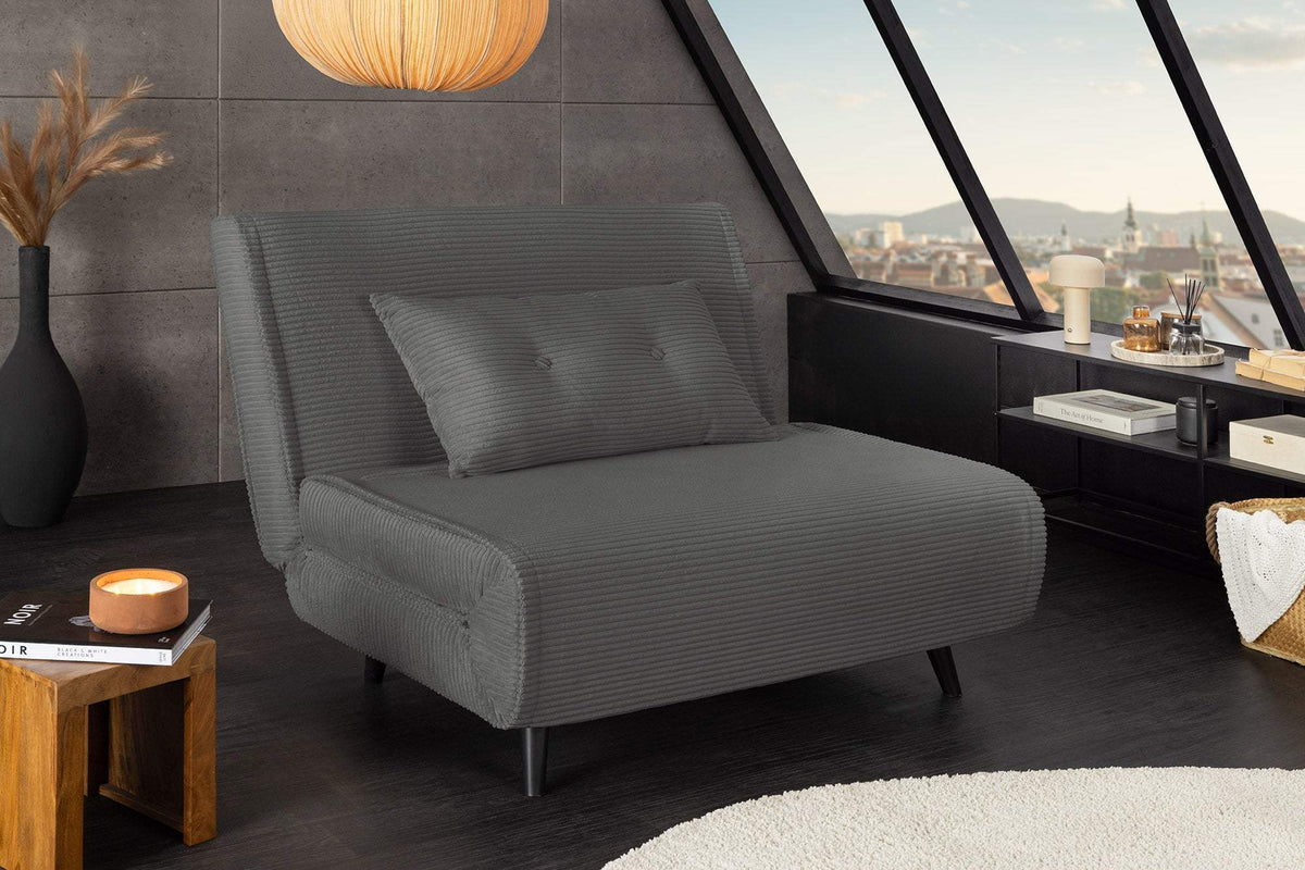 SMART MULTIFUNCTION szürke kordbársony fotelágy 100 cm