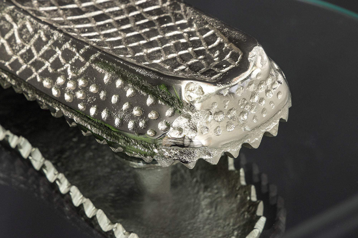 WILDLIFE CROCODILE ezüst üveg lerakóasztal