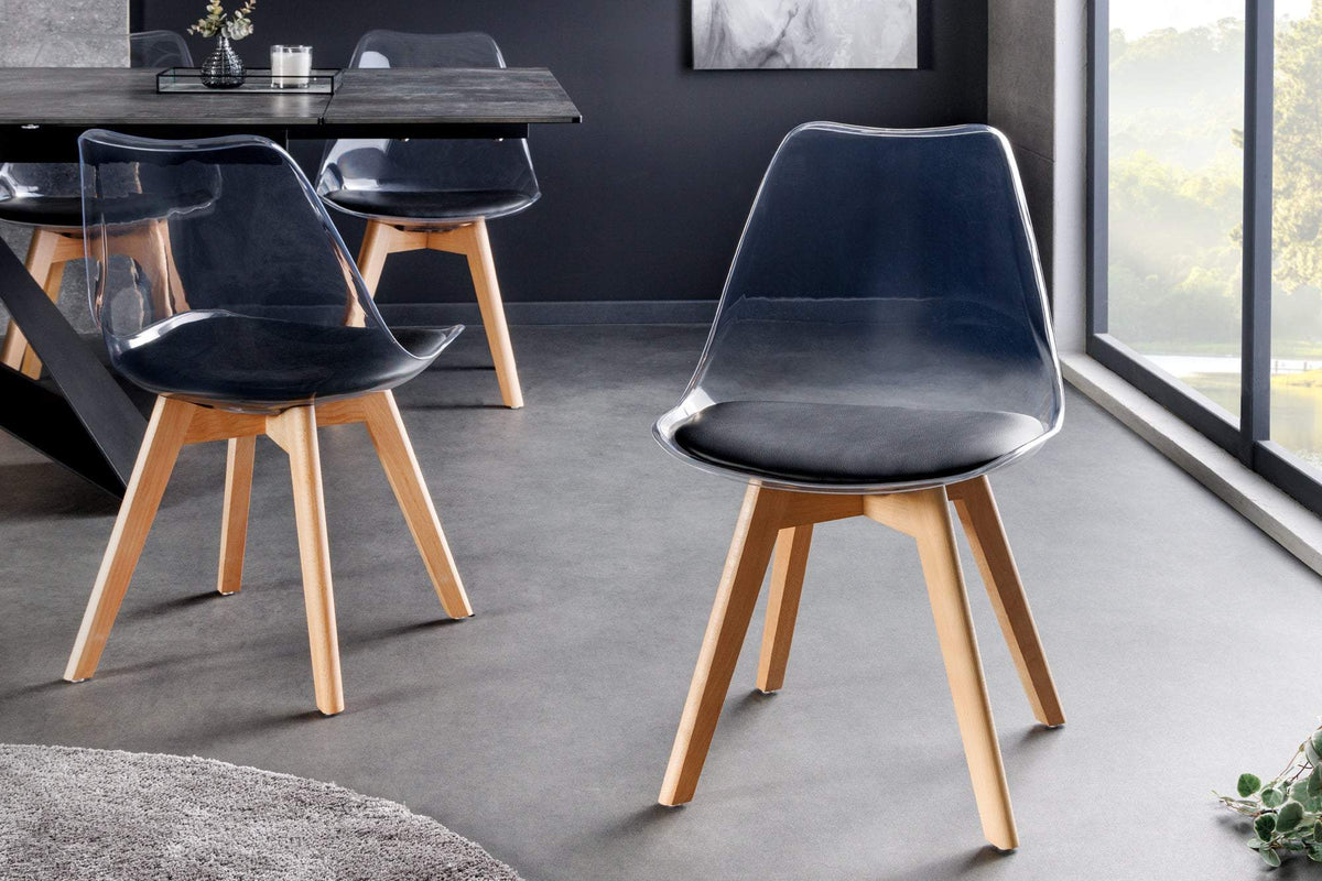 SCANDINAVIA átlátszó és fekete műbőr szék