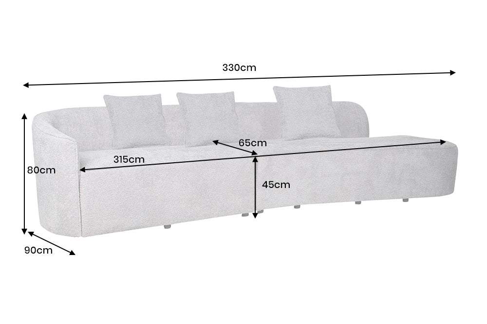 ATELIER L XXL szürke buklé kanapé