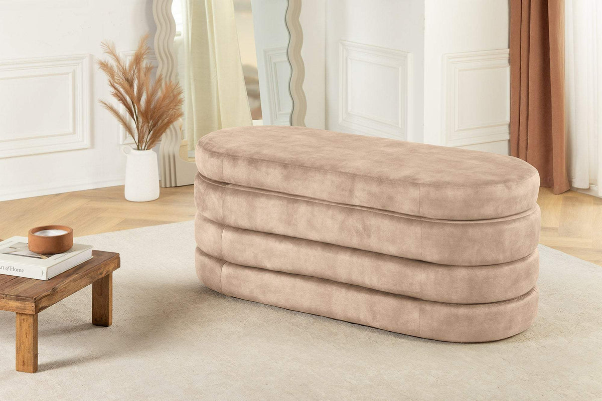 VOQUE bézs bársony ülőpad