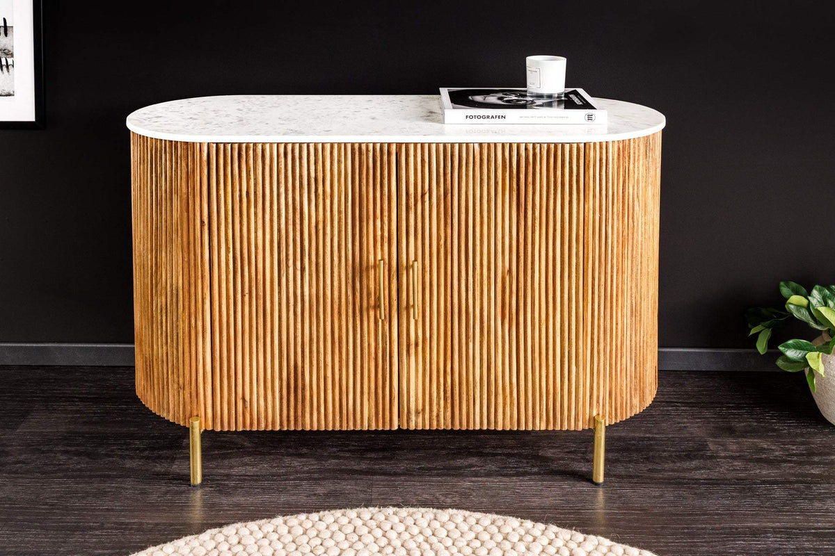 TRES CHIC fehér márvány komód 105 cm