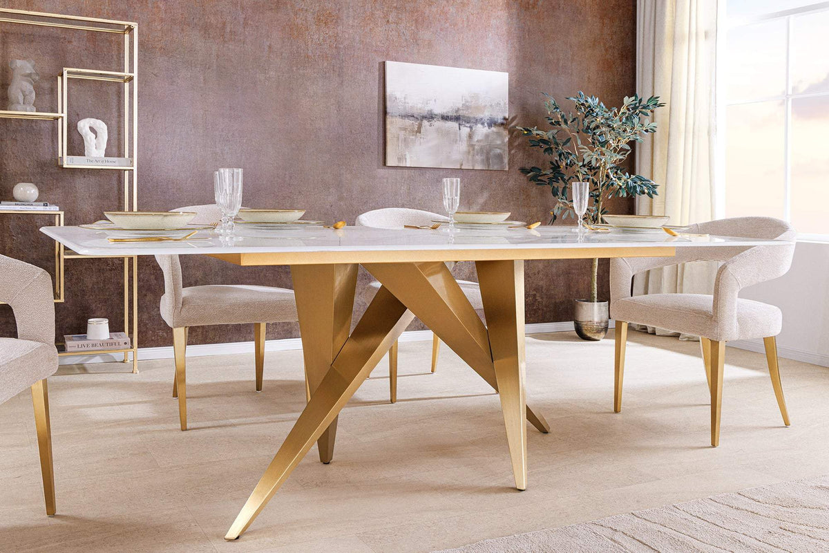 ART LIVING fehér kerámia étkezőasztal 200 cm