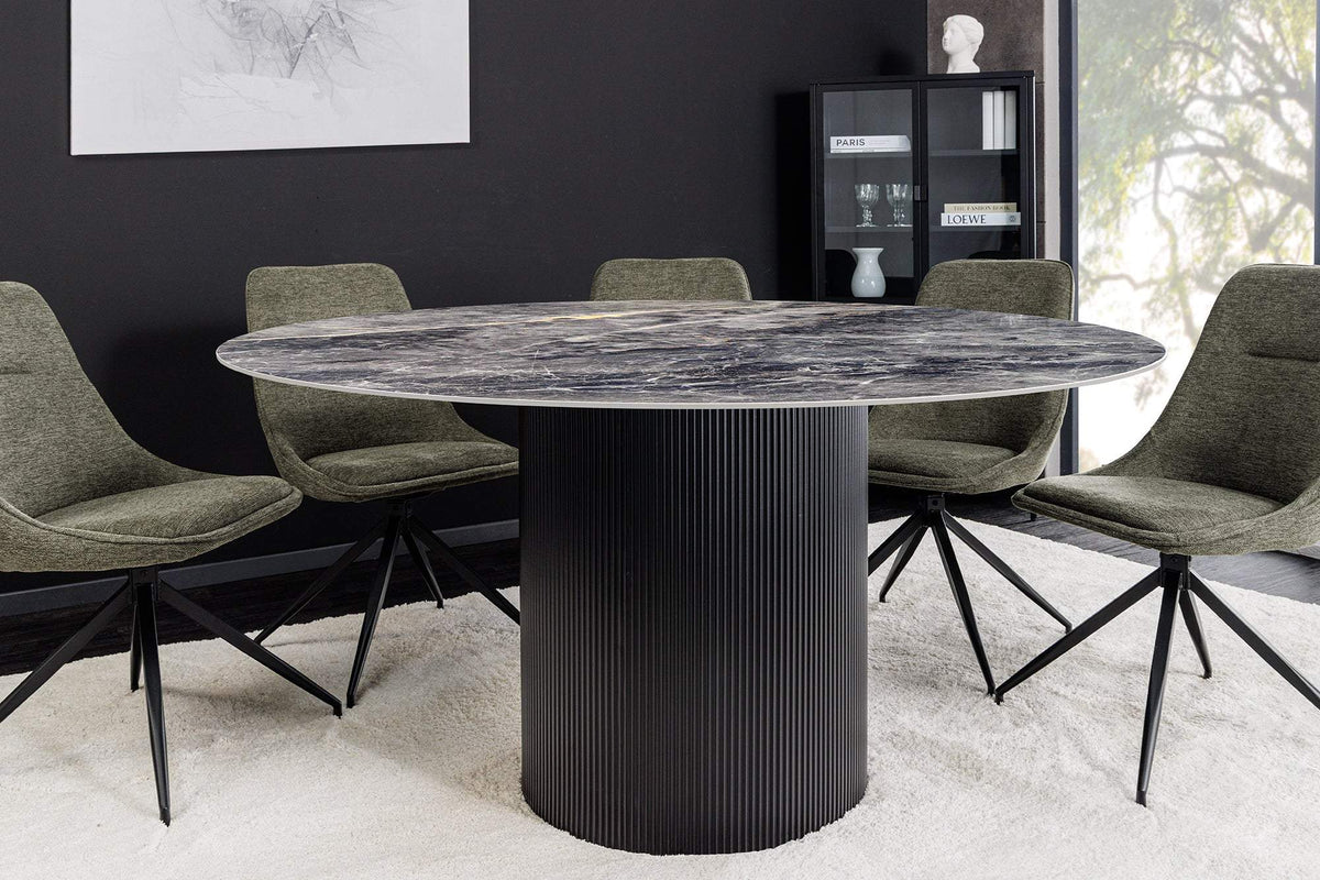 UNIQUE szürke kerámia kerek étkezőasztal 120 cm