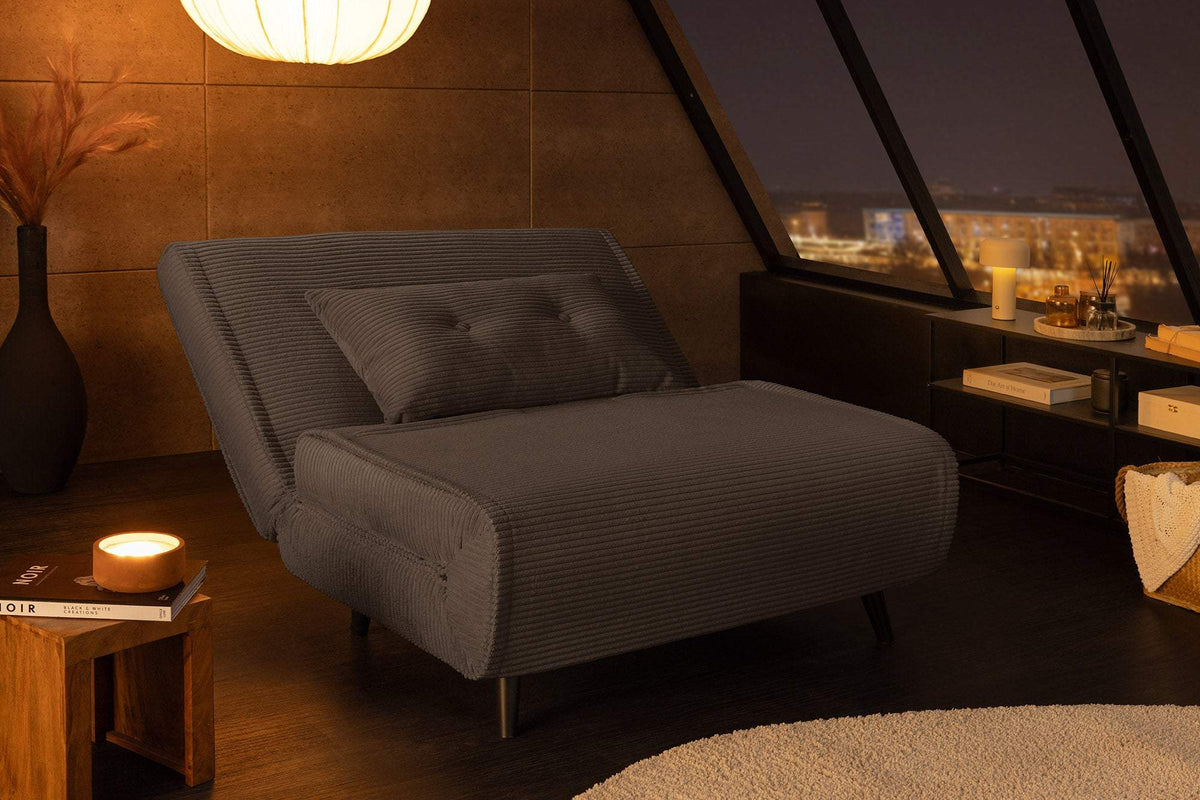 SMART MULTIFUNCTION szürke kordbársony fotelágy 100 cm