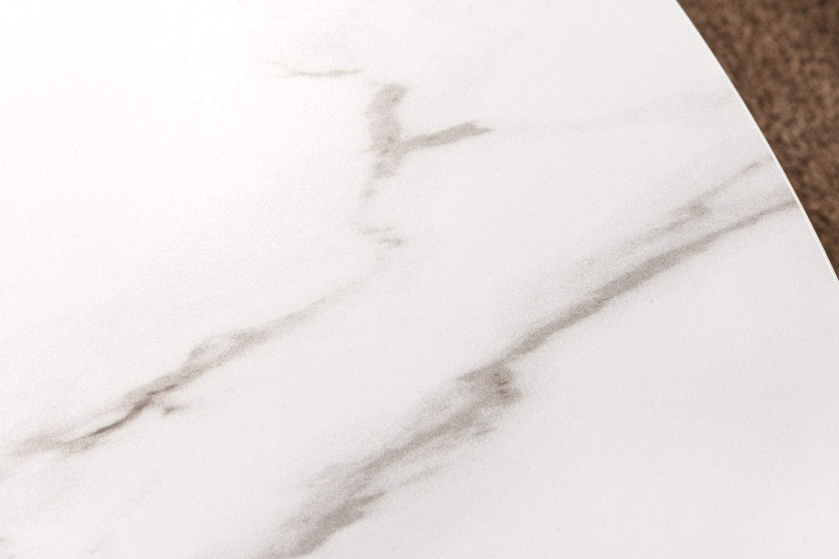 UNIQUE fehér kerámia étkezőasztal diófa vázzal 120 cm