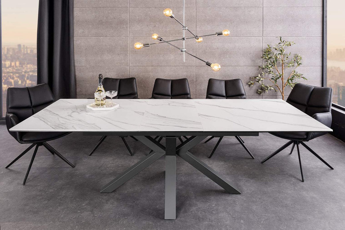 ETERNITY fehér kerámia étkezőasztal 160-200 cm