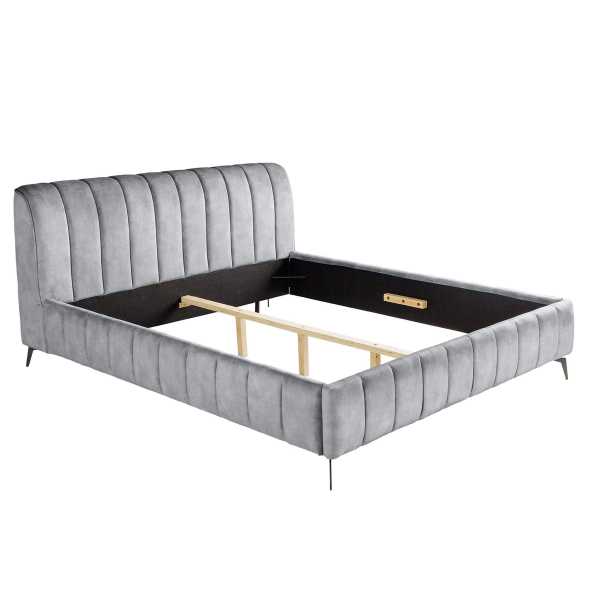 AMSTERDAM szürke bársony ágy 160x200 cm