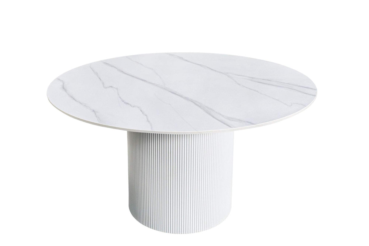 UNIQUE fehér kerámia kerek étkezőasztal 120 cm