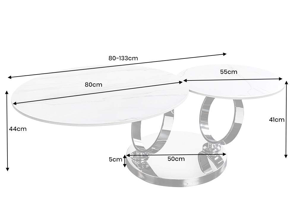 DANCING RINGS fehér kerámia dohányzóasztal