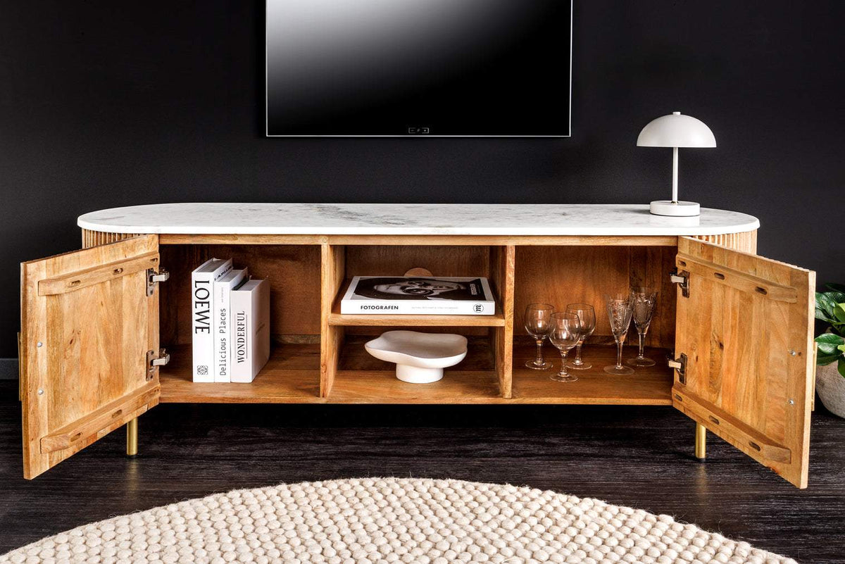 TRES CHIC fehér márvány tv szekrény