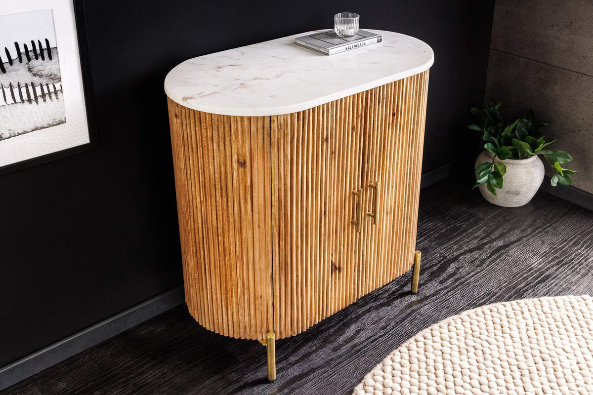 TRES CHIC fehér márvány komód 70 cm