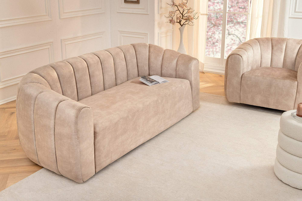 BABYLON bézs bársony kanapé